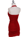 1962 Red Pleated Party Dress with Rhinestone Pin - Red, Back View Thumbnail
