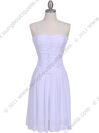 1975 White Party Dress - White, Front View Medium