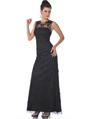 1980 Beaded Lace Overlay Evening Dress - Black, Front View Thumbnail