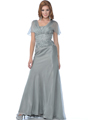 1986 Mother of the Bride Chiffon Evening Gown with Sequins and Beads - Silver, Front View Thumbnail