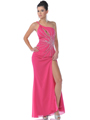 1994 One Shoulder Evening Dress with Keyhole and Slit - Fuschia, Front View Thumbnail