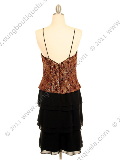 200 Burgundy & Gold Lace Chiffon Evening Dress - Burgundy Gold, Alt View Medium