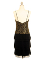 200 Black & Gold Lace Chiffon Evening Dress - Black Gold, Back View Thumbnail