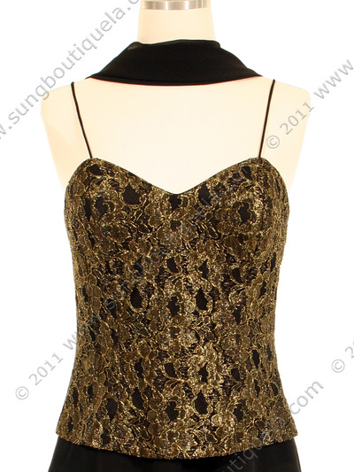 200 Black & Gold Lace Chiffon Evening Dress - Black Gold, Alt View Medium