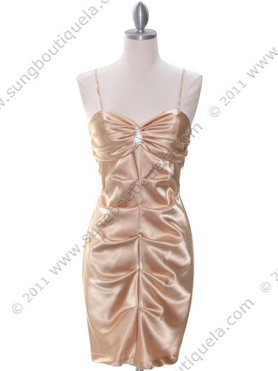 2010 Gold Cocktail Dress - Gold, Front View Medium