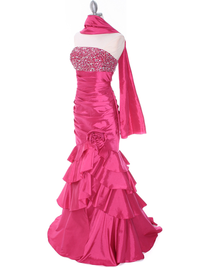 20114 Raspberry Beaded Prom Dress - Raspberry, Alt View Medium