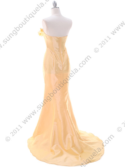 20121 Yellow Taffeta Prom Evening Dress - Yellow, Back View Medium