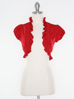 2017 Red Short Sleeve Bolero, Red