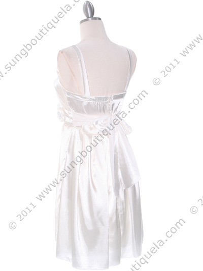 2089 Ivory Satin Graduation Dress - Ivory, Back View Medium