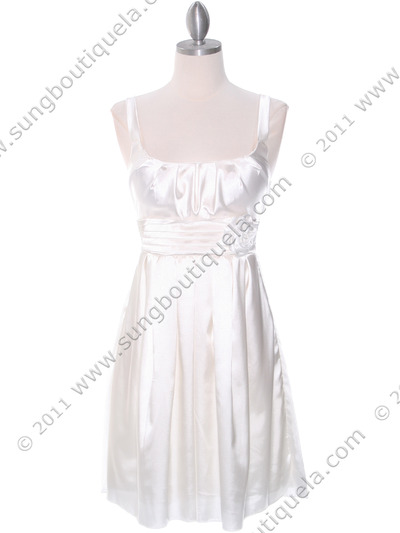 2089 Ivory Satin Graduation Dress - Ivory, Front View Medium