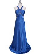 2104 Blue Halter Sequin Evening Dress, Blue