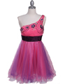 2107 Pink Purple One Shoulder Cocktail Dress - Pink Purple, Front View Thumbnail