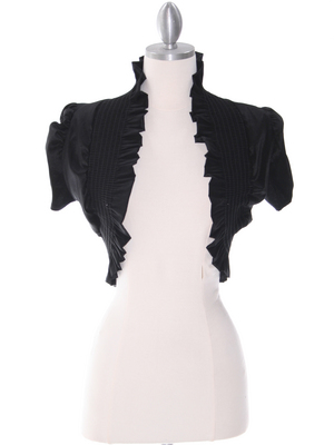 2115 Black Ruffled Taffeta Bolero, Black