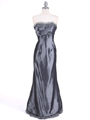 2117 Silver Taffeta Strapless Evening Gown - Silver, Front View Thumbnail