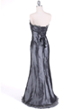 2117 Silver Taffeta Strapless Evening Gown - Silver, Back View Thumbnail