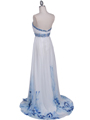 2118 White Strapless Printed Evening Dress - White, Back View Thumbnail