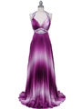 2126 Purple Pleated Prom Evening Dress - Purple, Front View Thumbnail