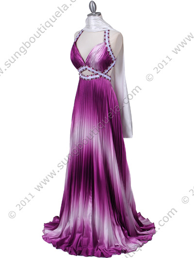 2126 Purple Pleated Prom Evening Dress - Purple, Alt View Medium