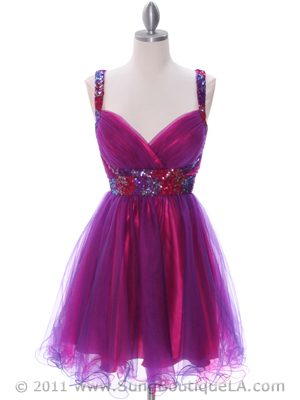 2141 Hot Pink Purple Homecoming Dress, Hot Pink