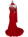 2143 Red Halter Beaded Evening Dress - Red, Alt View Thumbnail