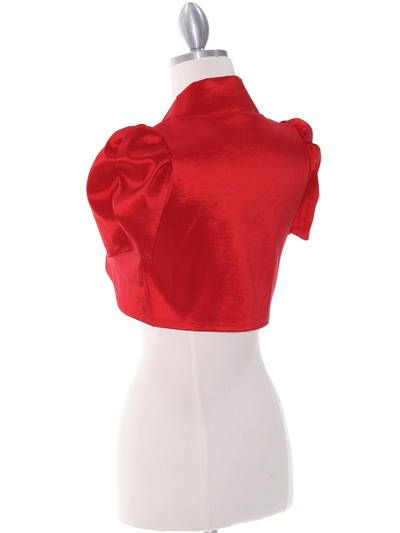 2151 Red Taffeta Bolero - Red, Back View Medium