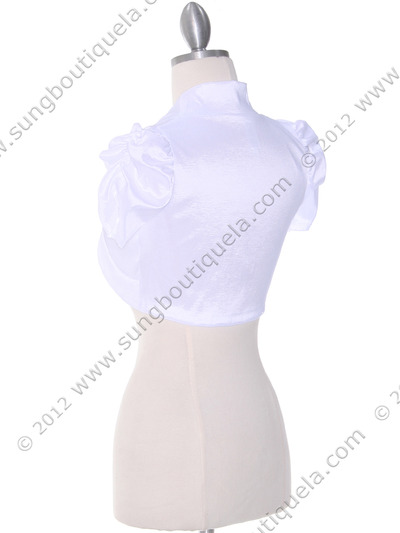 2151 White Taffeta Bolero - White, Back View Medium