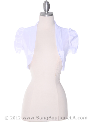 2151 White Taffeta Bolero, White