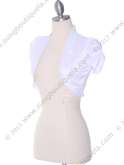 2151 White Taffeta Bolero - White, Alt View Medium
