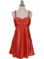 215 Orange Satin Party Dress with Rhinestone Straps - Orange, Front View Thumbnail