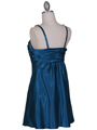 215 Teal Satin Party Dress with Rhinestone Straps - Teal, Back View Thumbnail
