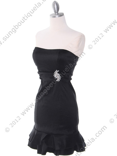2160 Black Stretch Taffeta Strapless Cocktail Dress - Black, Alt View Medium
