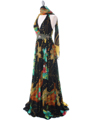 2170 Black Halter Printed Evening Dress - Black, Alt View Thumbnail