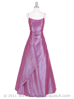22117 Plum Beaded Evening Gown, Plum