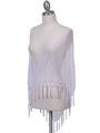 2230 White Lace Beaded Shawl - White, Front View Thumbnail