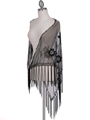 2288 Black Lace Beaded Shawl - Black, Front View Thumbnail