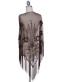 2288 Brown Lace Beaded Shawl - Brown, Back View Thumbnail