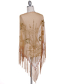 2288 Gold Lace Beaded Shawl - Gold, Back View Thumbnail