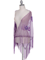 2288 Purple Lace Beaded Shawl - Purple, Front View Thumbnail