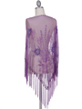 2288 Purple Lace Beaded Shawl - Purple, Back View Thumbnail