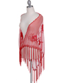 2288 Red Lace Beaded Shawl - Red, Front View Thumbnail