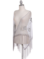 2288 Silver Lace Beaded Shawl - Silver, Front View Thumbnail