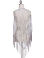 2288 Silver Lace Beaded Shawl - Silver, Back View Thumbnail