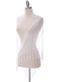 2288 White Lace Beaded Shawl - White, Front View Thumbnail