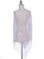 2288 White Lace Beaded Shawl - White, Back View Thumbnail