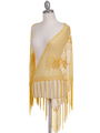 2288 Yellow Lace Beaded Shawl - Yellow, Front View Thumbnail