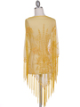 2288 Yellow Lace Beaded Shawl - Yellow, Back View Thumbnail