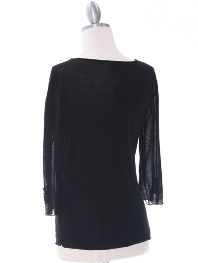 2289 Black Beaded Top - Black, Back View Medium