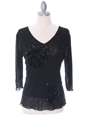 2289 Black Beaded Top, Black