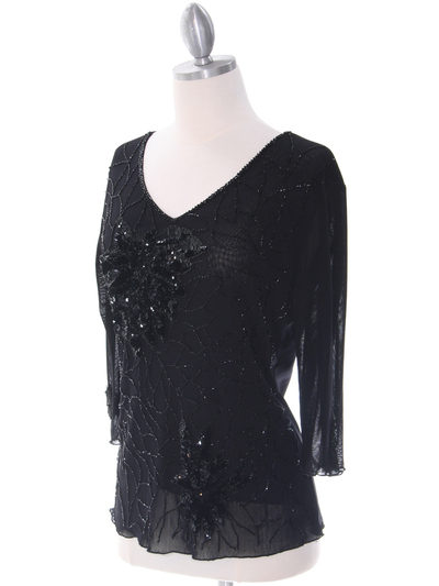 2289 Black Beaded Top - Black, Alt View Medium