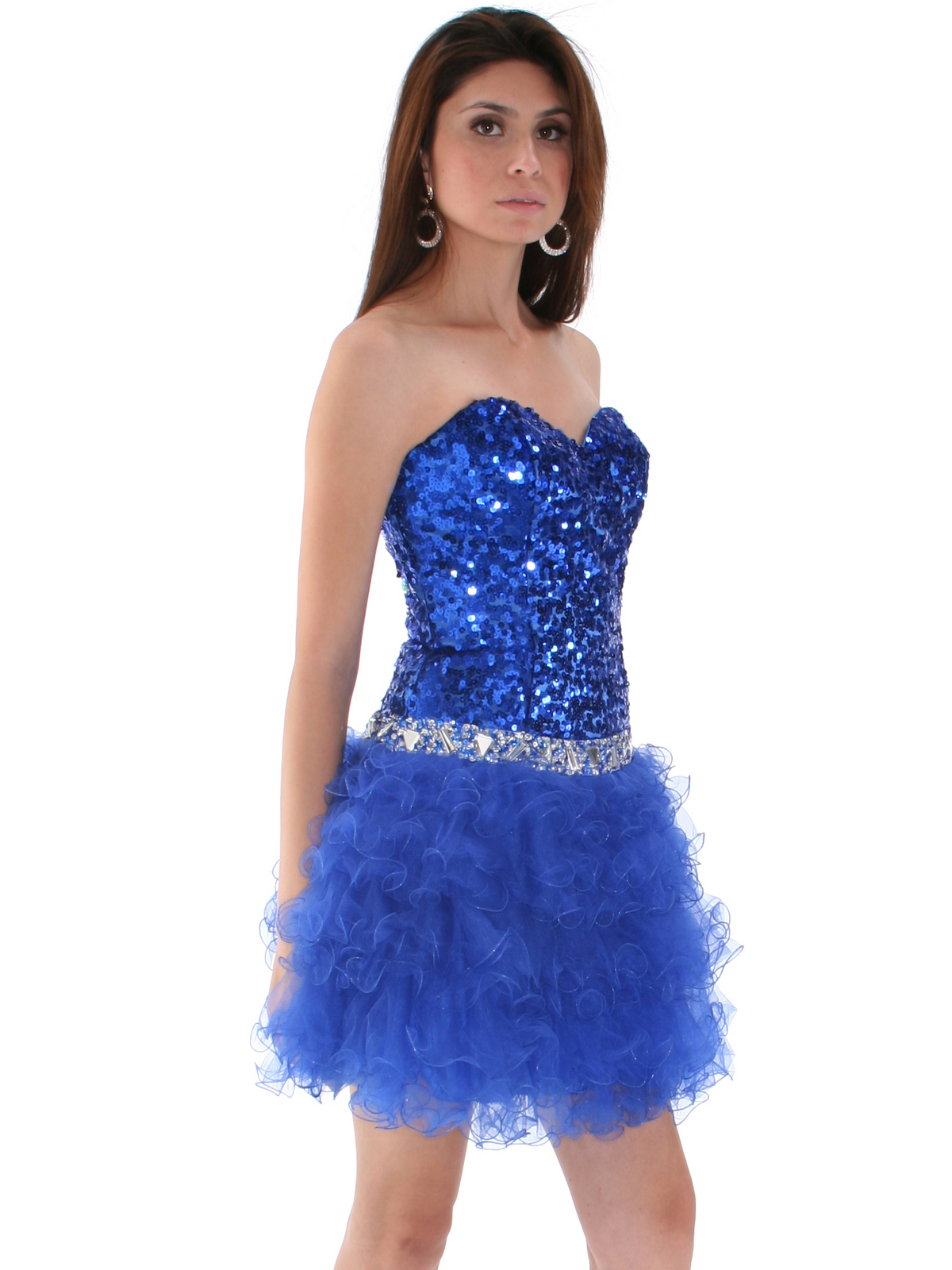 Royal blue sequin duster tops dress